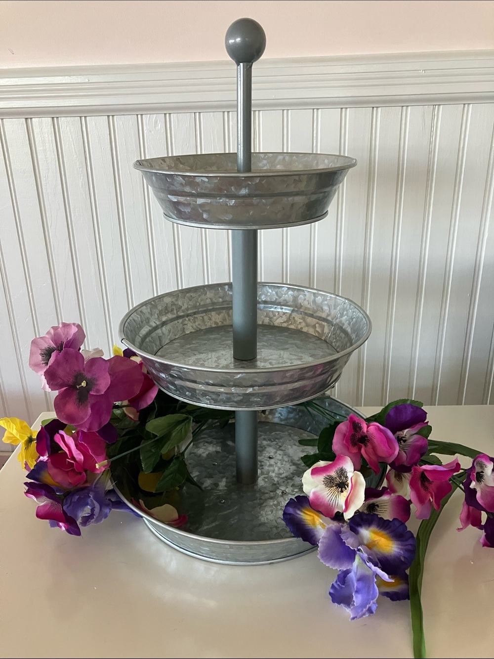 Stainless Steel 3 Shelf Round Serving Tray Stand
